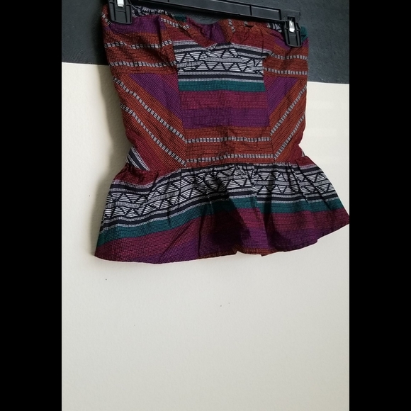 🆕️ LISTING!! NWOT TRIBAL PRINT STRAPLESS PEPLUM BUSTIER TOP - Picture 3 of 9